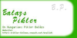 balazs pikler business card